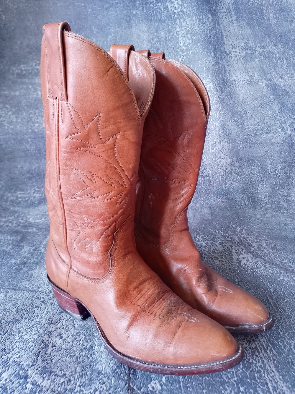Vintage Alberta Boots Brown Leather Western Cowboy Boots